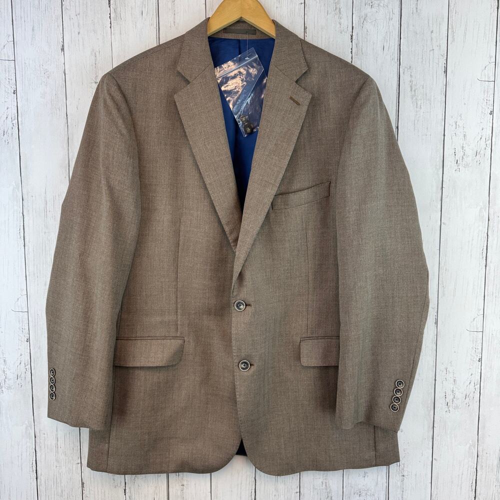 NWOT J. Hilburn Brown Mohair/Silk Herringbone Tollegno 1900 Blazer Size 47R - Picture 13 of 16